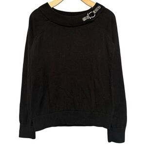 Lauren Ralph Lauren Women’s Size M Black Boatneck Silver Horse Bit Sweater